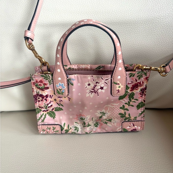 Rare Tory Burch Pink Floral Mini Ella aka Micro Ella Tote - Picture 10 of 14